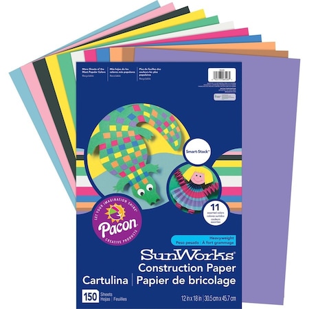Sunworks Paper, Const, 12X18, Ast, 150Sh, PK6 PAC6526